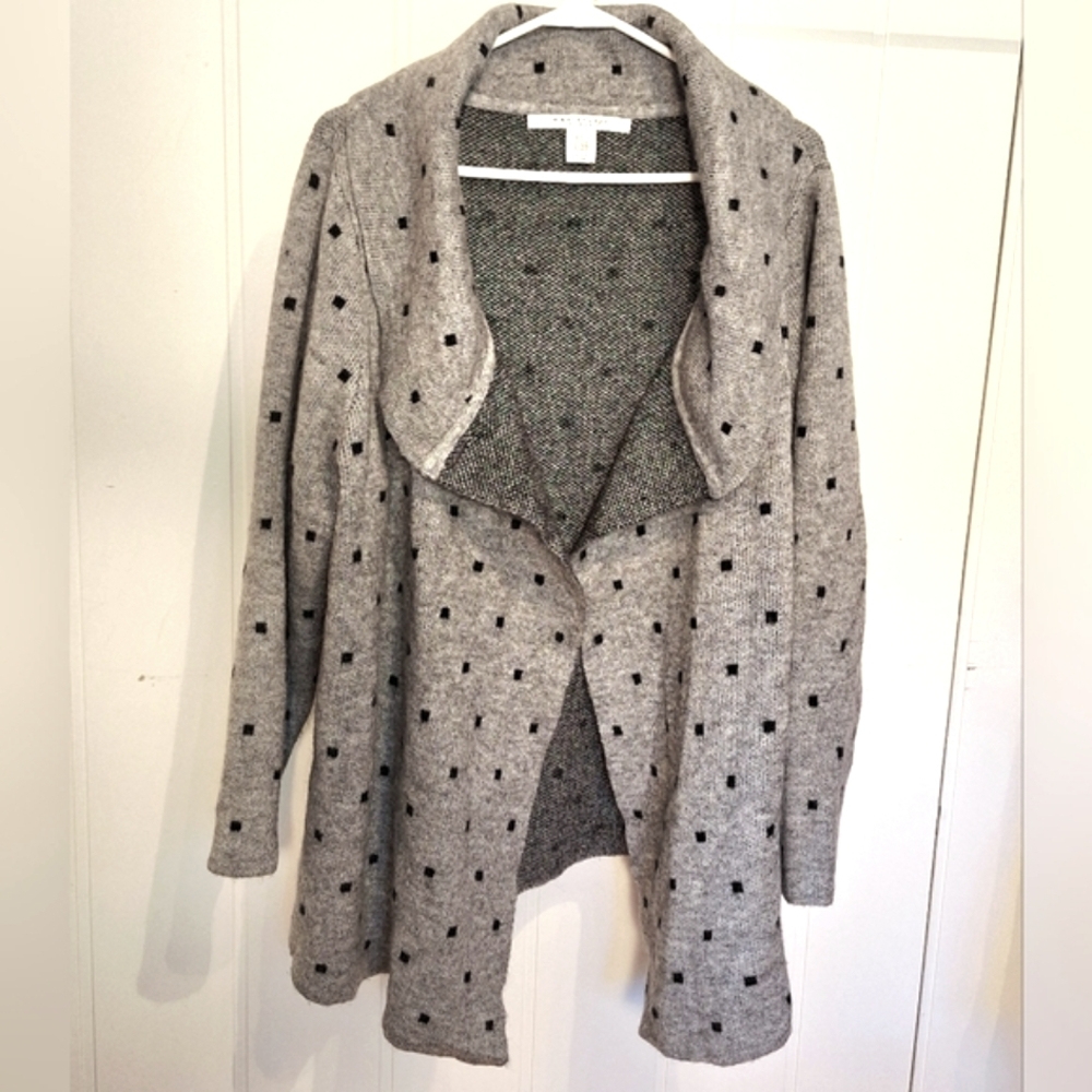NWOT Max Studio Gray Knit Polka Dot Cardigan Versatile Size XXL